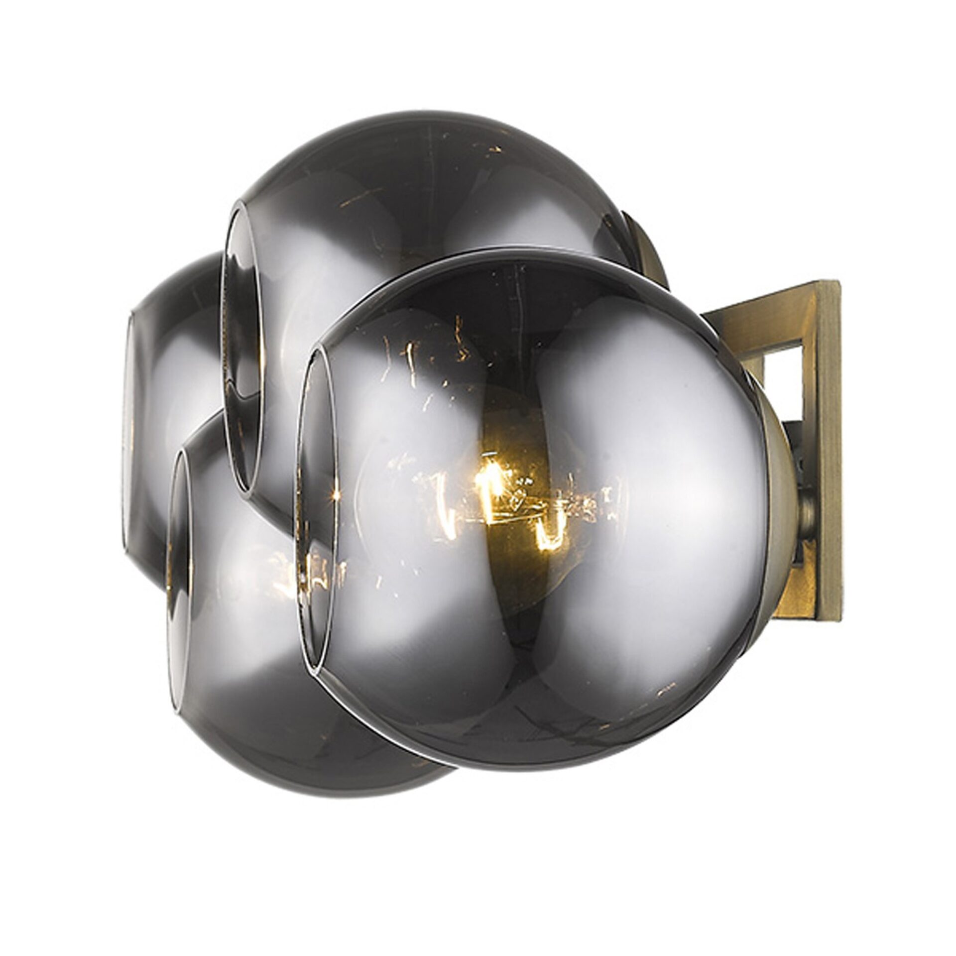 Lunette Mid-Century Modern 4-Light Aged Brass Wall Sconce 1 Lunette Mid-Century Modern 4-Light Aged Brass Wall Sconce