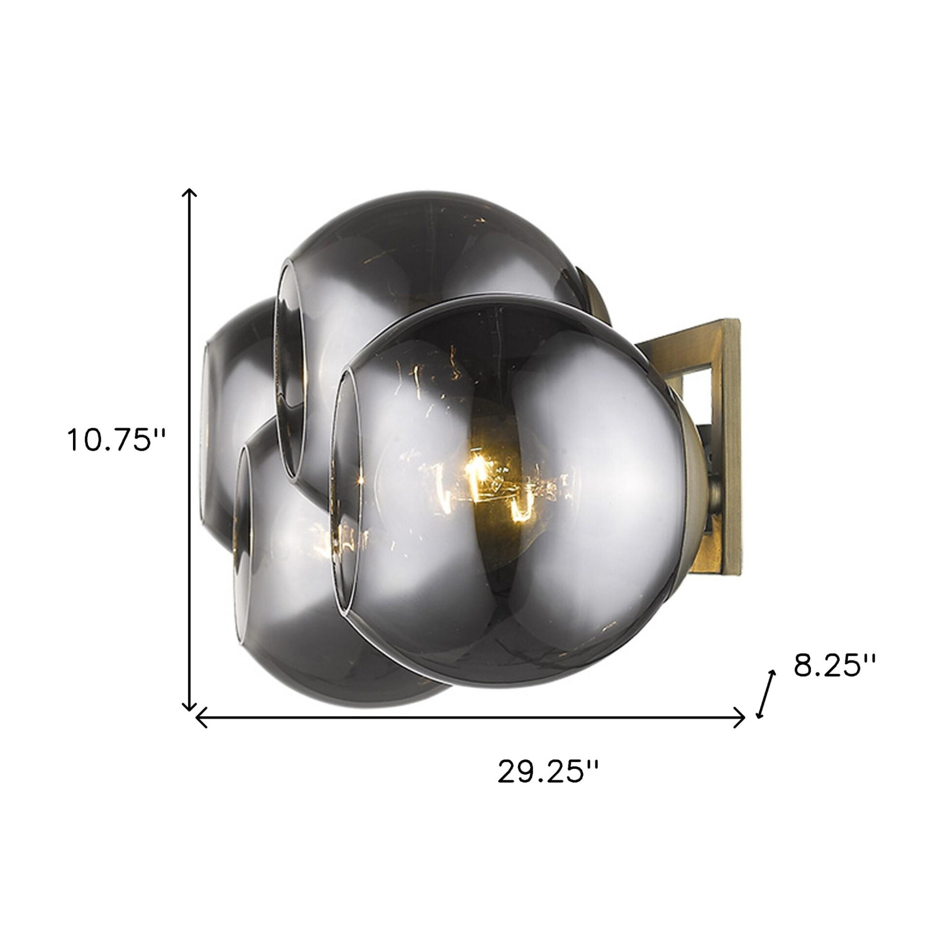Lunette Mid-Century Modern 4-Light Aged Brass Wall Sconce 9 Lunette Mid-Century Modern 4-Light Aged Brass Wall Sconce - Image 9