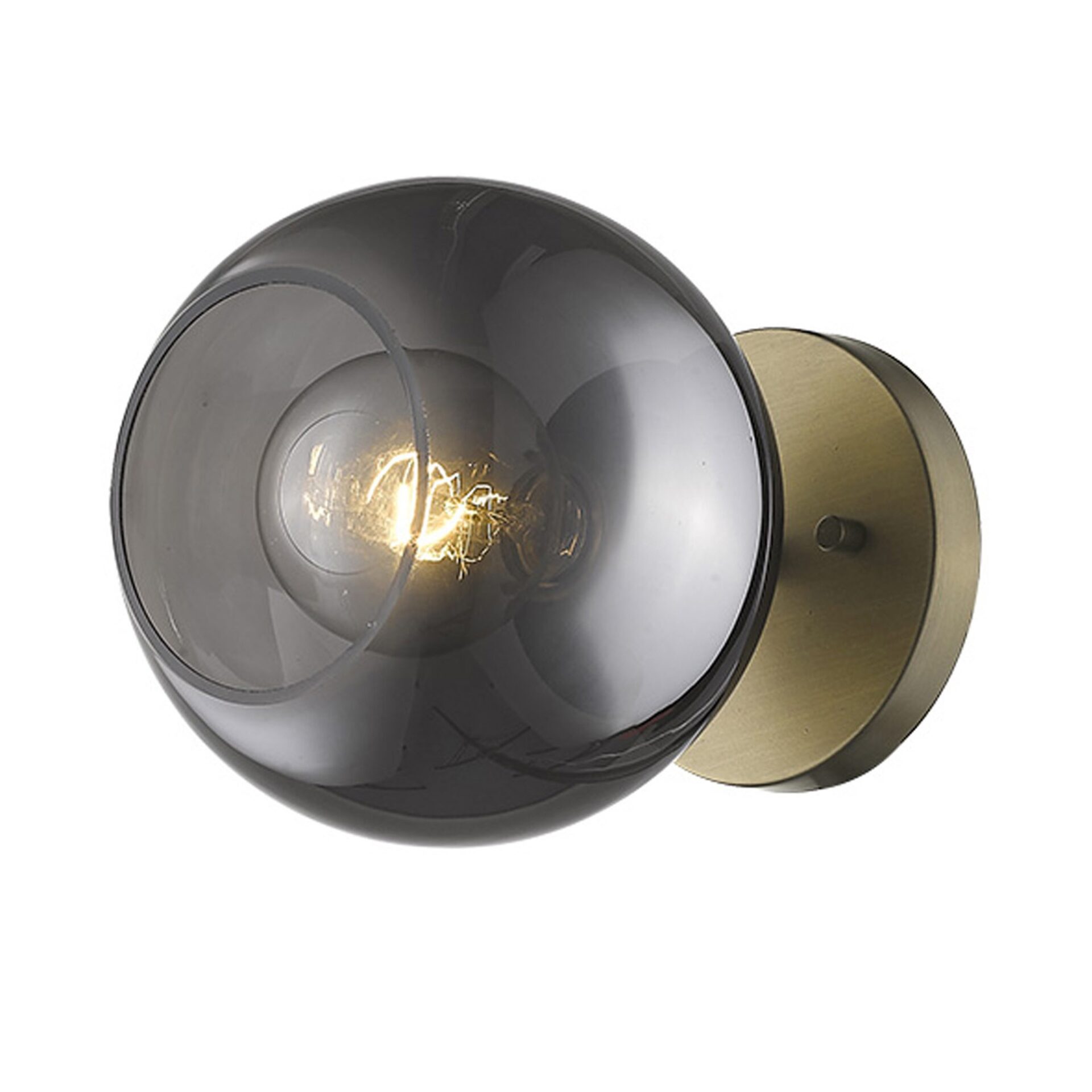 Gold Smoked Glass Modern Wall Sconce with Brass Finish 1 Gold Smoked Glass Modern Wall Sconce with Brass Finish