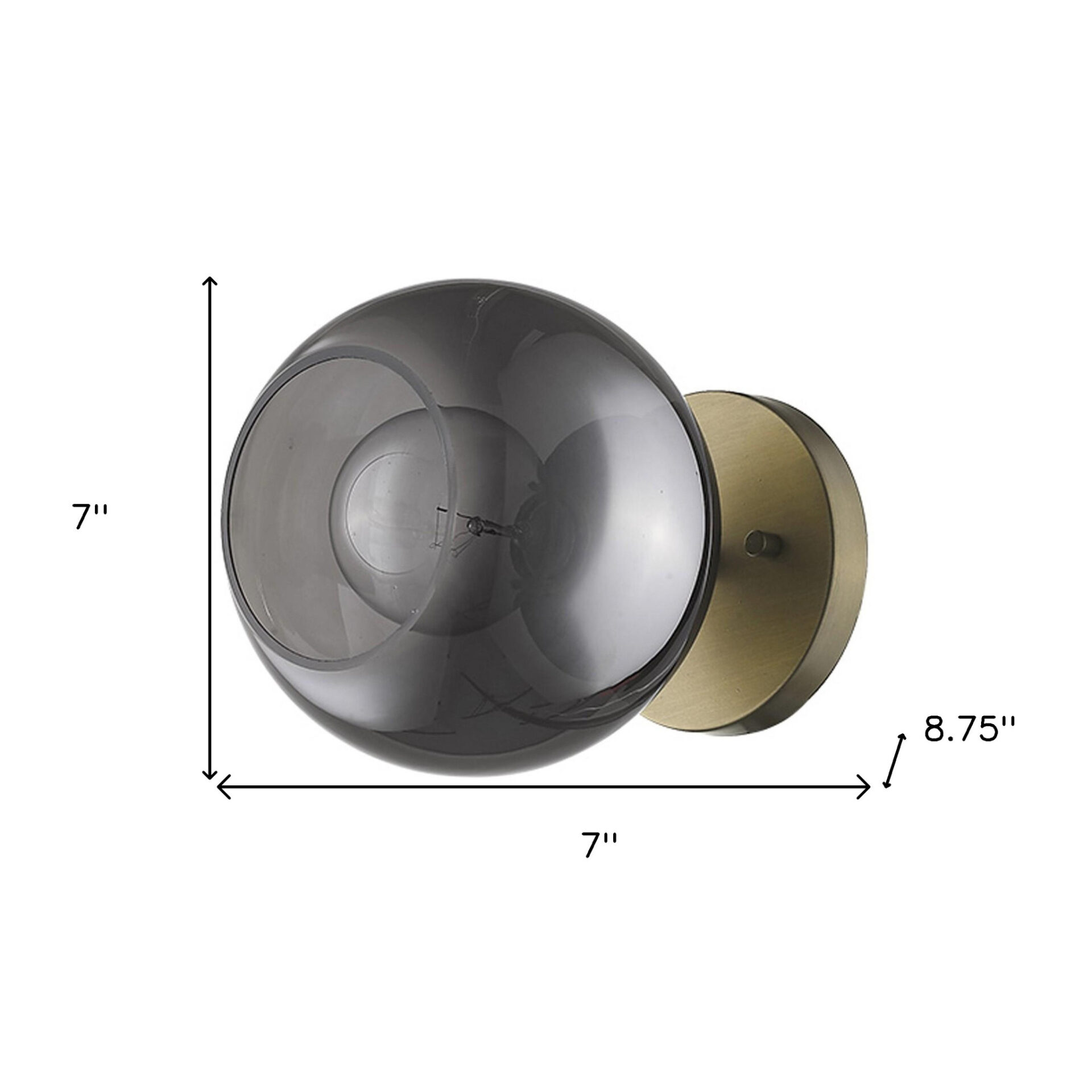 Gold Smoked Glass Modern Wall Sconce with Brass Finish 5 Gold Smoked Glass Modern Wall Sconce with Brass Finish - Image 5