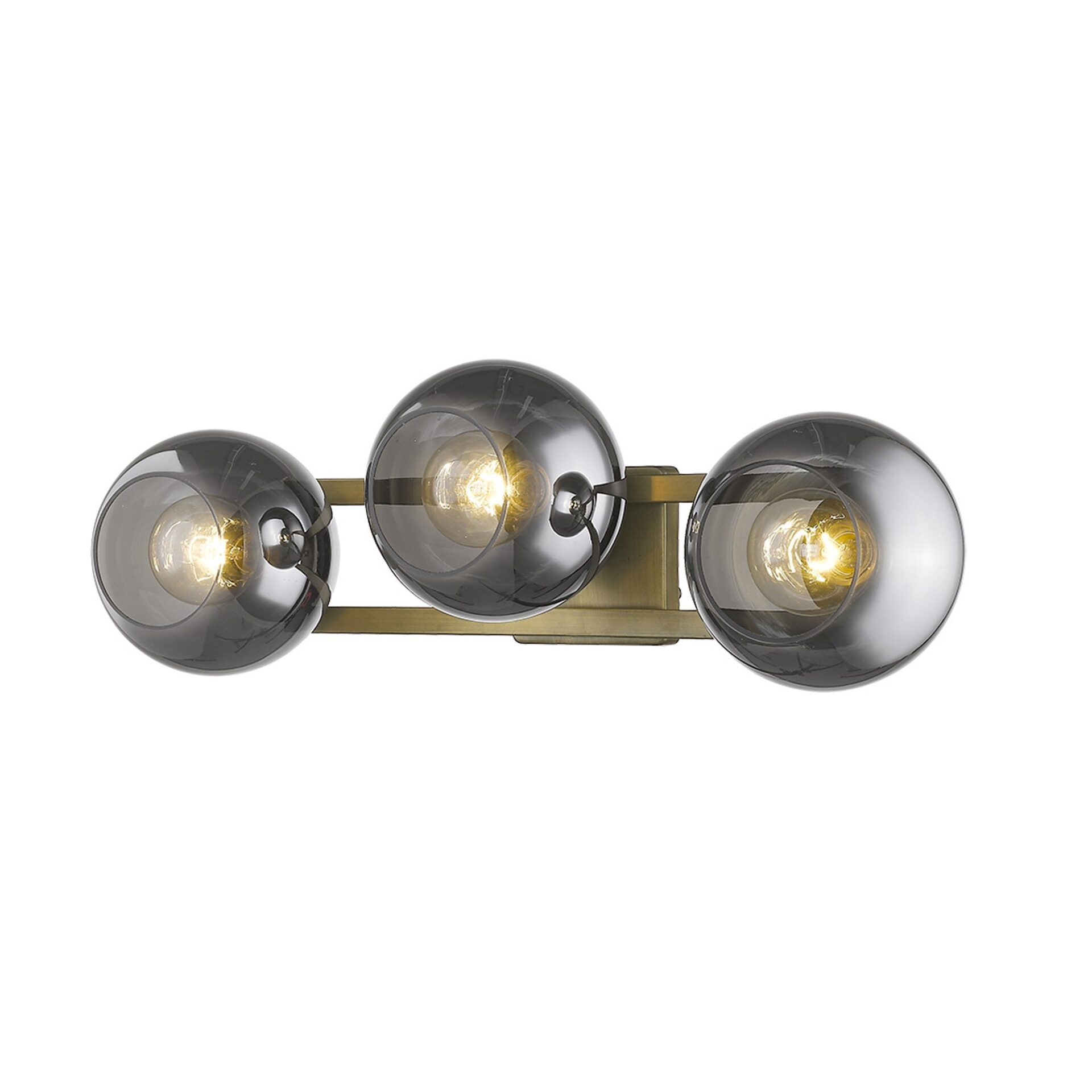Mid Century Modern Aged Brass 3-Light Sconce With Smoke Glass 4 Mid Century Modern Aged Brass 3-Light Sconce With Smoke Glass - Image 4