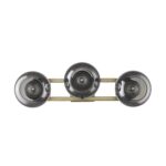 Mid Century Modern Aged Brass 3-Light Sconce With Smoke Glass 14 Mid Century Modern Aged Brass 3-Light Sconce With Smoke Glass