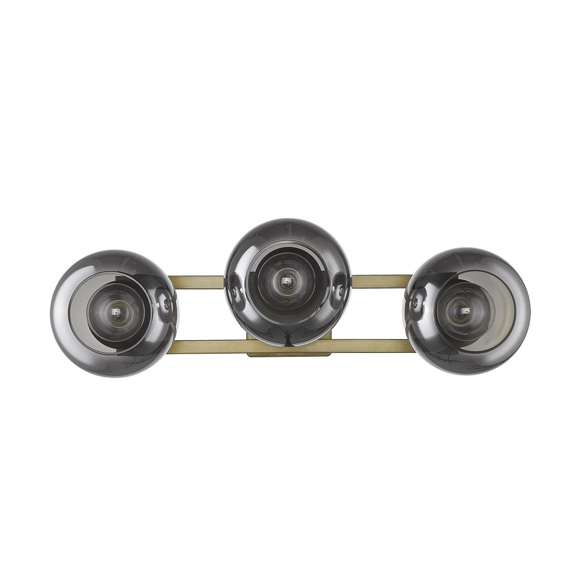 Mid Century Modern Aged Brass 3-Light Sconce With Smoke Glass 5 Mid Century Modern Aged Brass 3-Light Sconce With Smoke Glass - Image 5