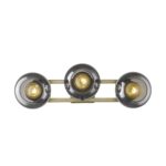 Mid Century Modern Aged Brass 3-Light Sconce With Smoke Glass 15 Mid Century Modern Aged Brass 3-Light Sconce With Smoke Glass
