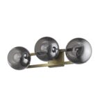 Mid Century Modern Aged Brass 3-Light Sconce With Smoke Glass 16 Mid Century Modern Aged Brass 3-Light Sconce With Smoke Glass