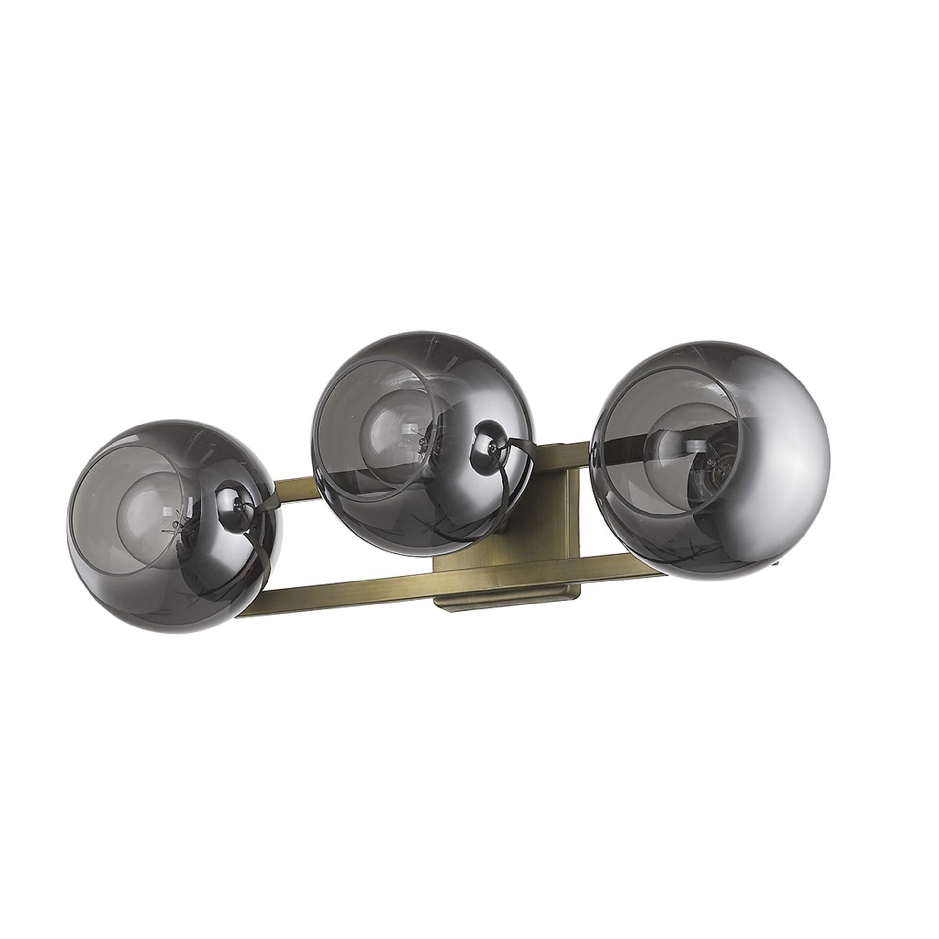 Mid Century Modern Aged Brass 3-Light Sconce With Smoke Glass 7 Mid Century Modern Aged Brass 3-Light Sconce With Smoke Glass - Image 7
