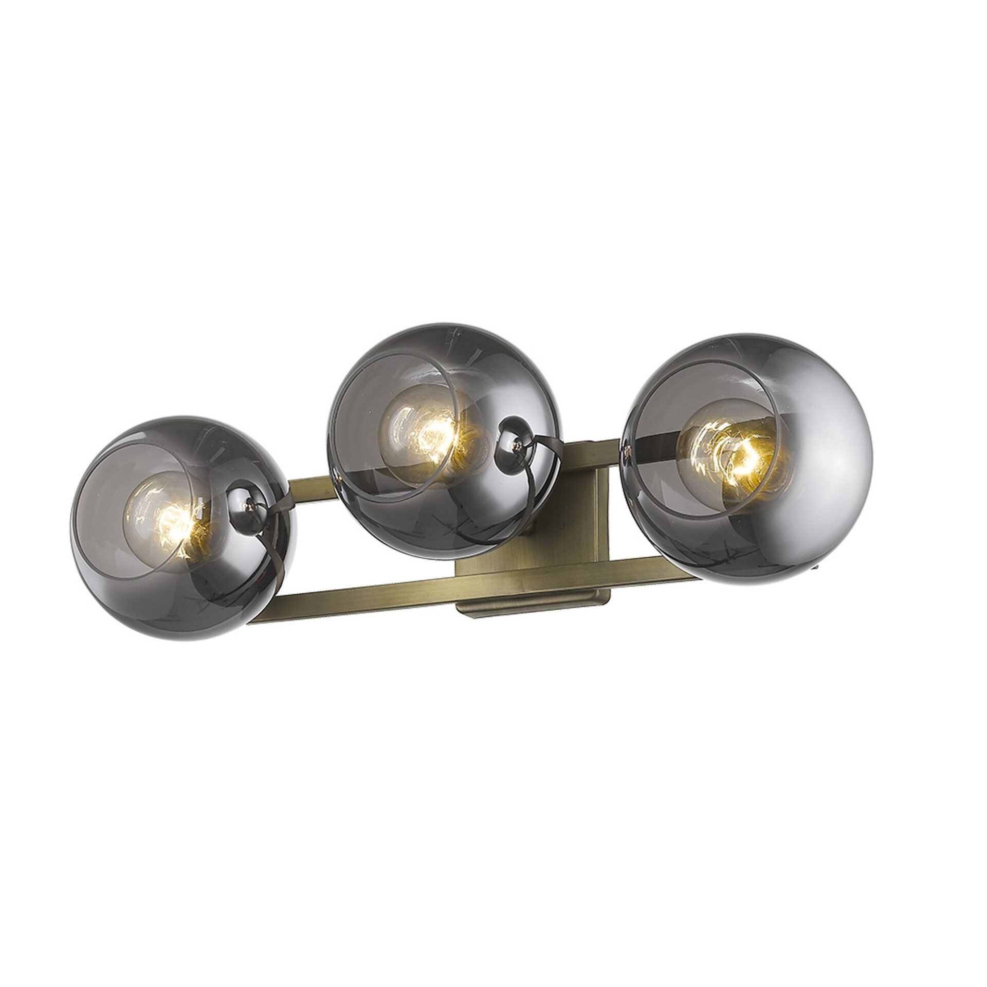Mid Century Modern Aged Brass 3-Light Sconce With Smoke Glass 8 Mid Century Modern Aged Brass 3-Light Sconce With Smoke Glass - Image 8