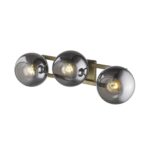 Mid Century Modern Aged Brass 3-Light Sconce With Smoke Glass 11 Mid Century Modern Aged Brass 3-Light Sconce With Smoke Glass