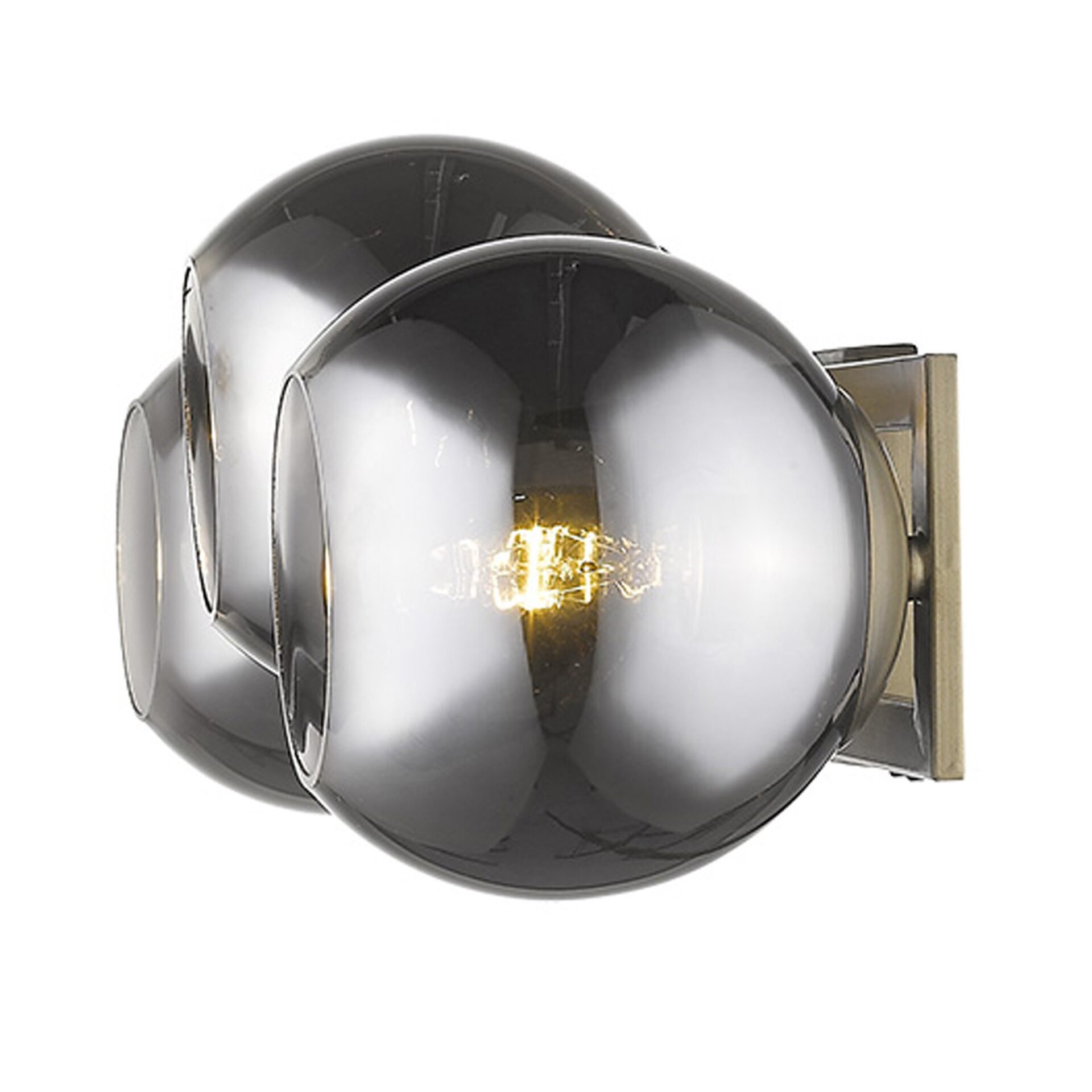 Mid Century Modern Aged Brass 3-Light Sconce With Smoke Glass 1 Mid Century Modern Aged Brass 3-Light Sconce With Smoke Glass