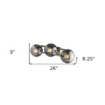 Mid Century Modern Aged Brass 3-Light Sconce With Smoke Glass 18 Mid Century Modern Aged Brass 3-Light Sconce With Smoke Glass
