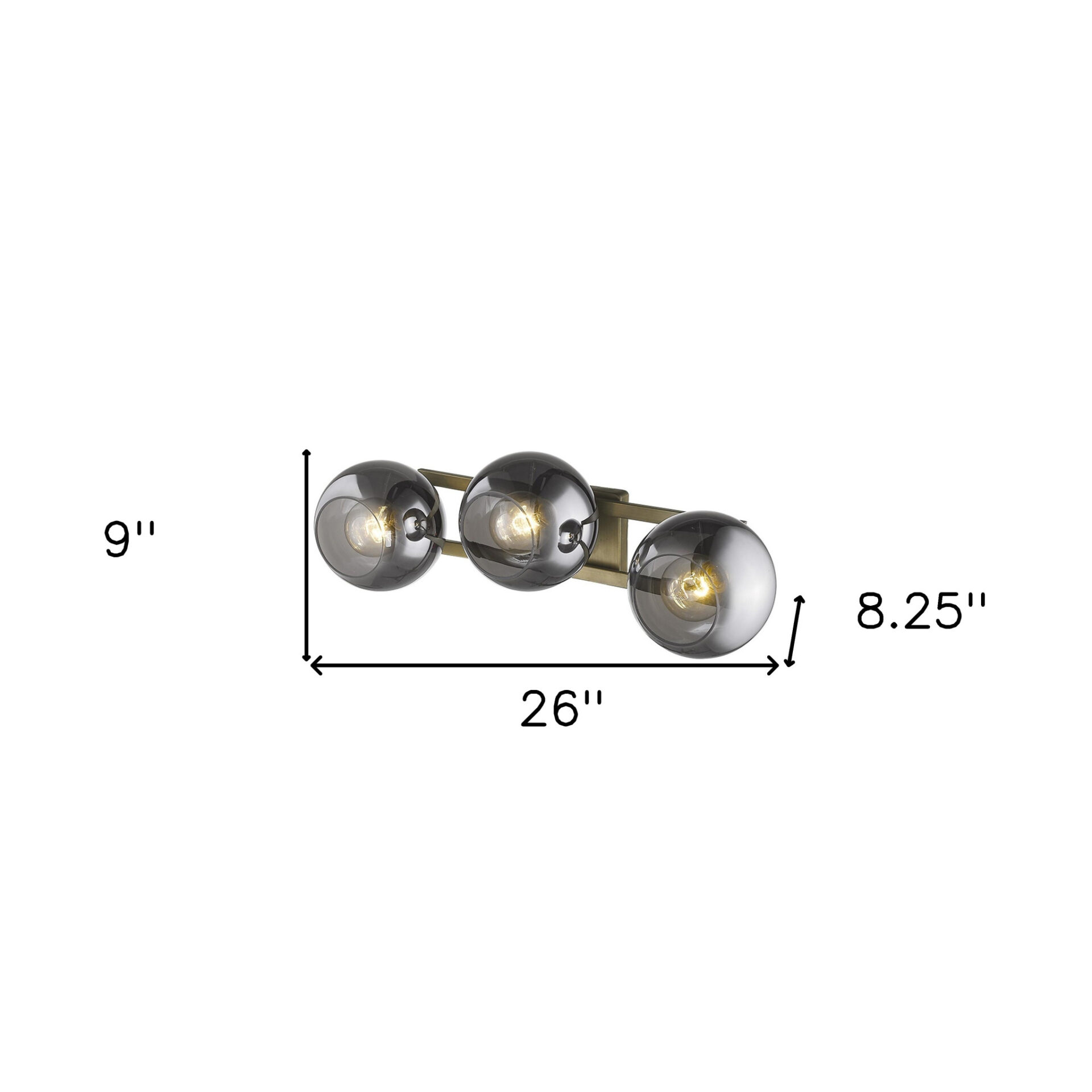 Mid Century Modern Aged Brass 3-Light Sconce With Smoke Glass 9 Mid Century Modern Aged Brass 3-Light Sconce With Smoke Glass - Image 9