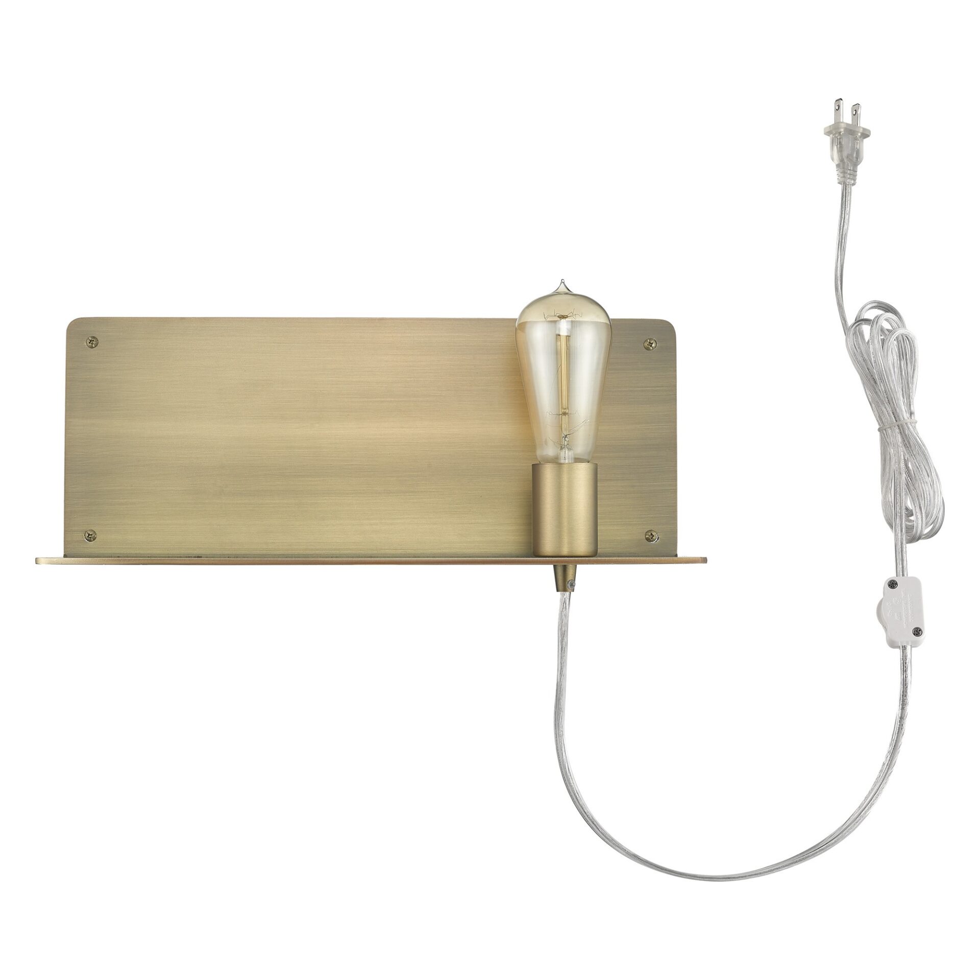 Dull Gold Mid-Century Modern Wall Sconce with Shelf 5 Dull Gold Mid-Century Modern Wall Sconce with Shelf - Image 5