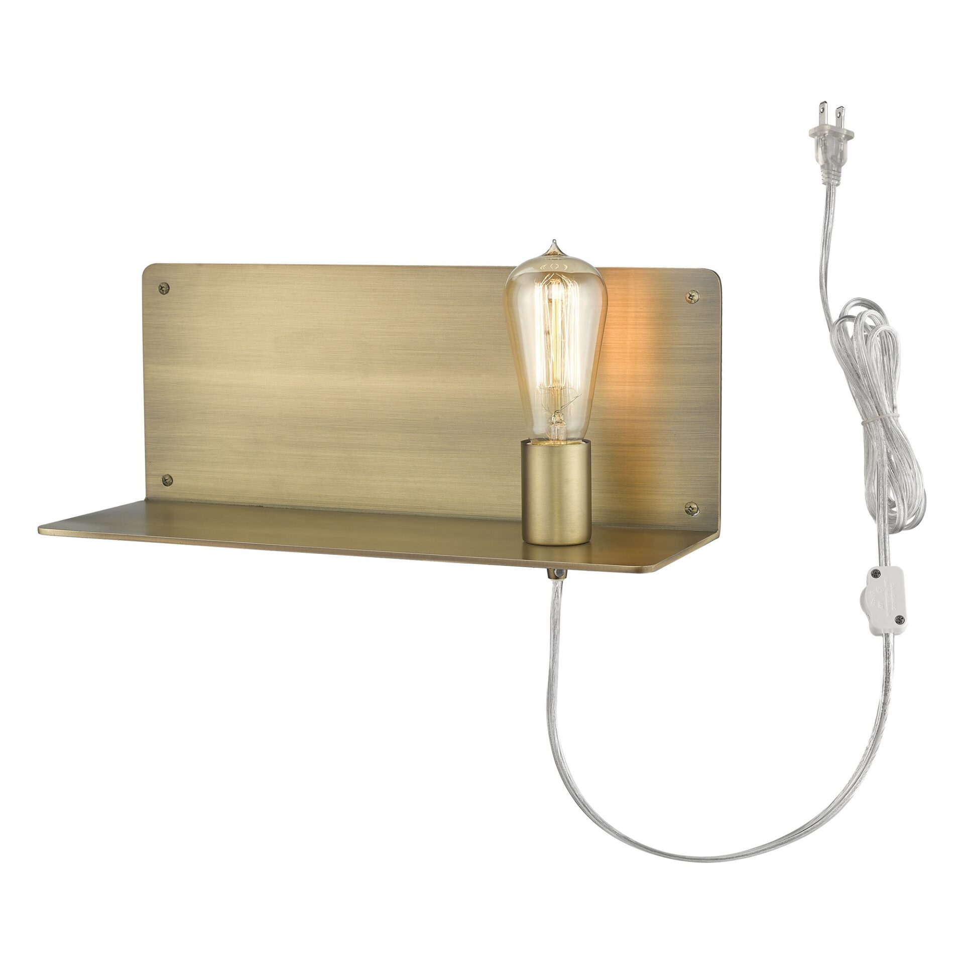 Dull Gold Mid-Century Modern Wall Sconce with Shelf 1 Dull Gold Mid-Century Modern Wall Sconce with Shelf
