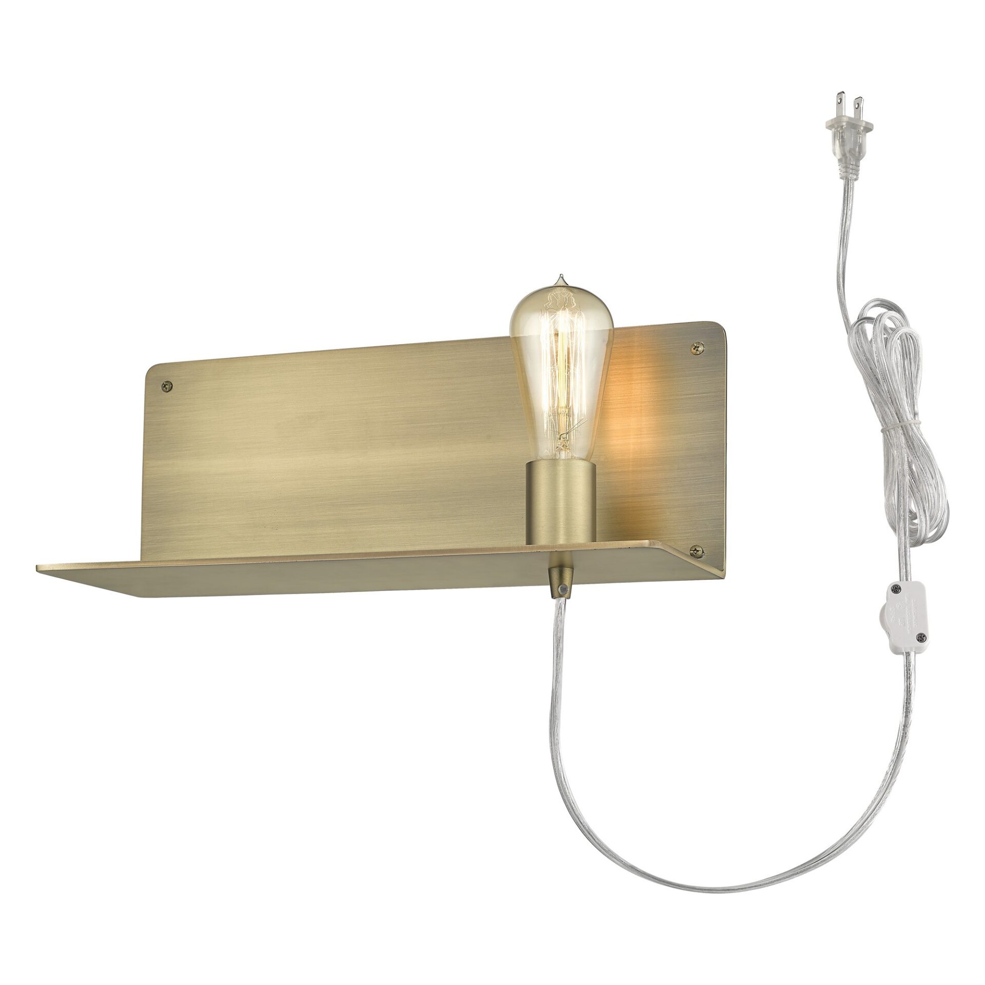 Dull Gold Mid-Century Modern Wall Sconce with Shelf 7 Dull Gold Mid-Century Modern Wall Sconce with Shelf - Image 7