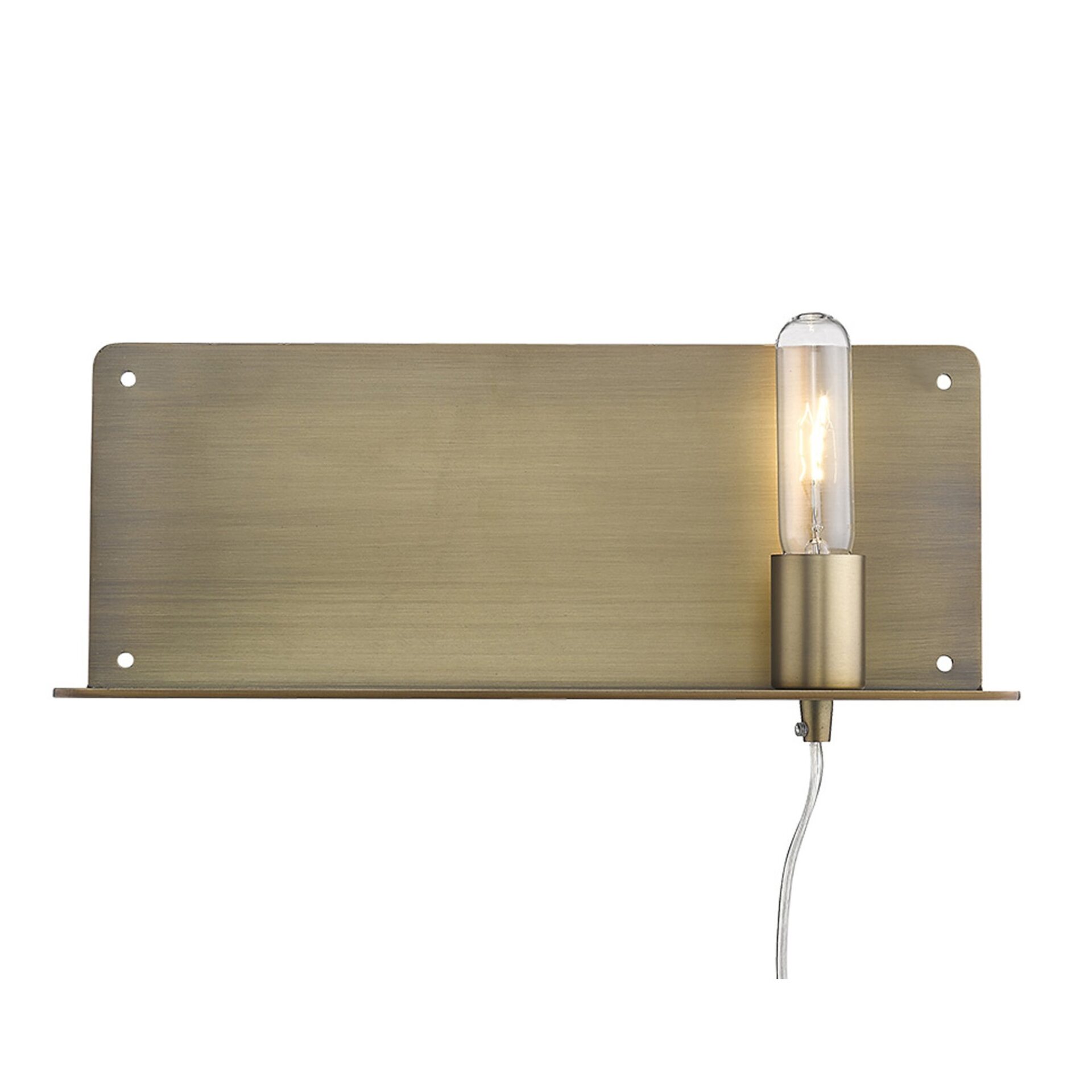 Dull Gold Mid-Century Modern Wall Sconce with Shelf 2 Dull Gold Mid-Century Modern Wall Sconce with Shelf - Image 2
