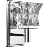 Polished Nickel Sconce With Crystal Shade