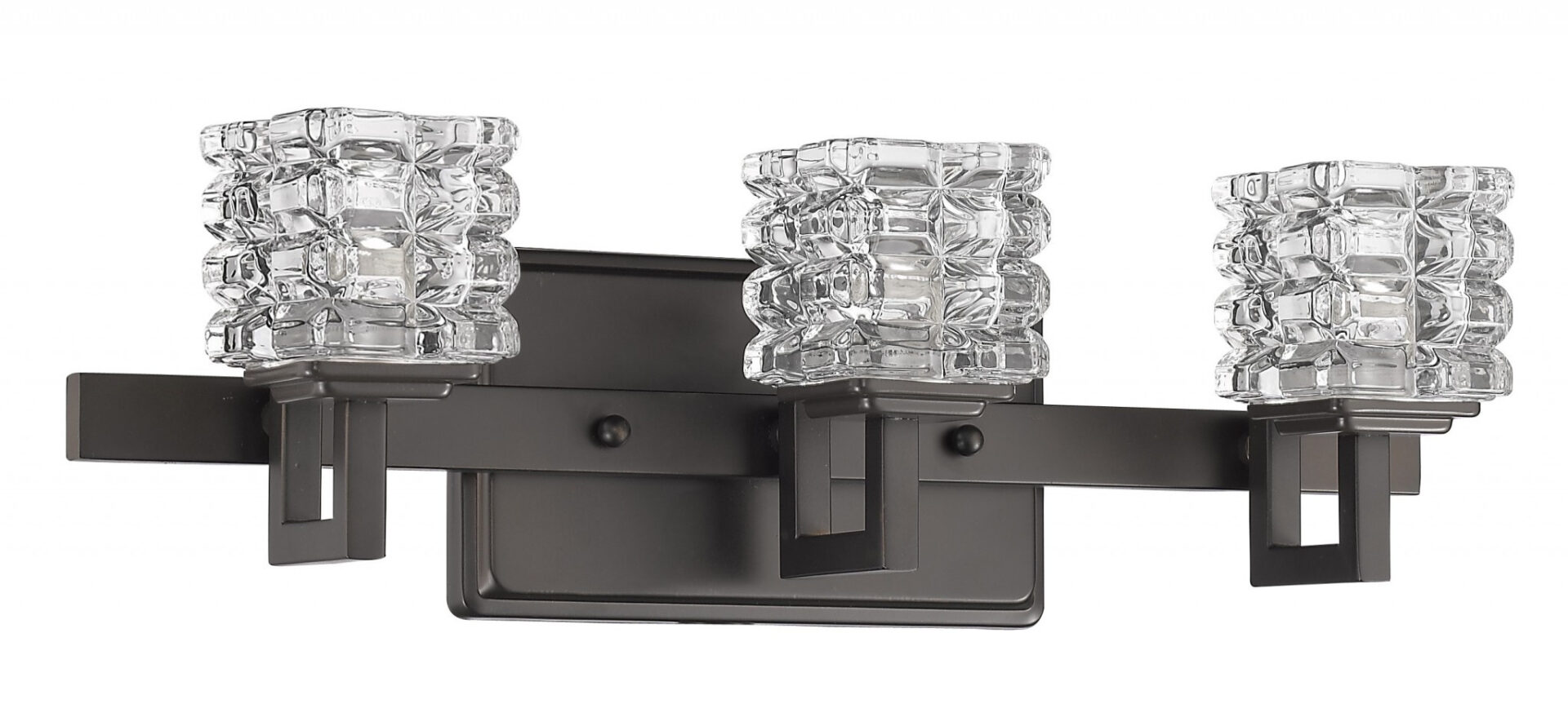 Oil-Rubbed Bronze 3-Light Vanity Light With Crystal Shades 2 Oil-Rubbed Bronze 3-Light Vanity Light With Crystal Shades - Image 2