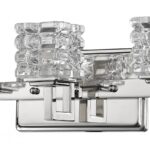Modern Polished Nickel 3-Light Sconce With Crystal Cube Shades 6 Modern Polished Nickel 3-Light Sconce With Crystal Cube Shades