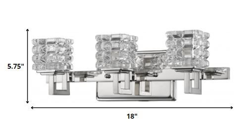 Modern Polished Nickel 3-Light Sconce With Crystal Cube Shades 5 Modern Polished Nickel 3-Light Sconce With Crystal Cube Shades - Image 5