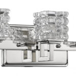 Modern Polished Nickel 3-Light Sconce With Crystal Cube Shades 7 Modern Polished Nickel 3-Light Sconce With Crystal Cube Shades