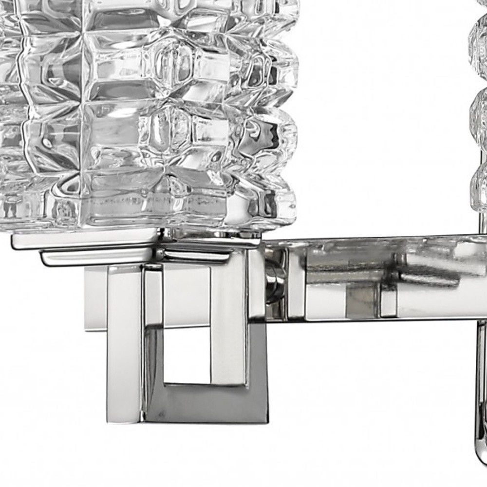 Modern Polished Nickel 3-Light Sconce With Crystal Cube Shades 3 Modern Polished Nickel 3-Light Sconce With Crystal Cube Shades - Image 3
