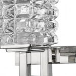 Modern Polished Nickel 3-Light Sconce With Crystal Cube Shades 9 Modern Polished Nickel 3-Light Sconce With Crystal Cube Shades