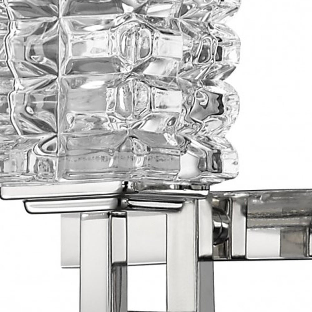Modern Polished Nickel 3-Light Sconce With Crystal Cube Shades 4 Modern Polished Nickel 3-Light Sconce With Crystal Cube Shades - Image 4