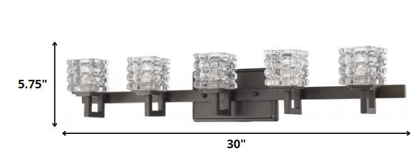 Oil-Rubbed Bronze 5-Light Vanity Light With Crystal Shades 5 Oil-Rubbed Bronze 5-Light Vanity Light With Crystal Shades - Image 5