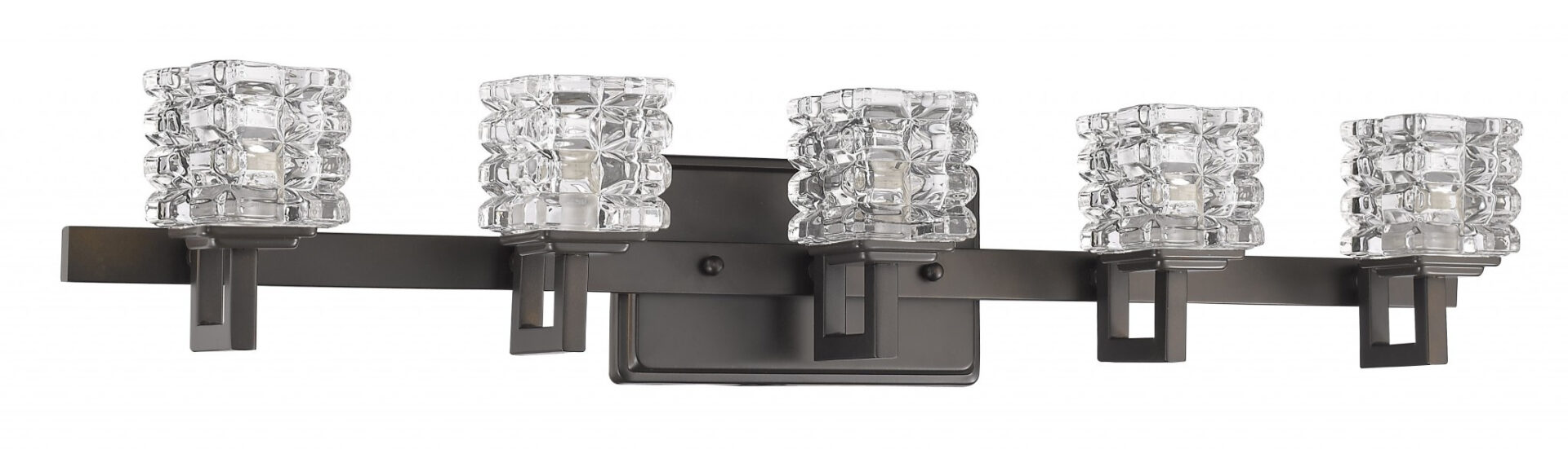 Oil-Rubbed Bronze 5-Light Vanity Light With Crystal Shades 2 Oil-Rubbed Bronze 5-Light Vanity Light With Crystal Shades - Image 2