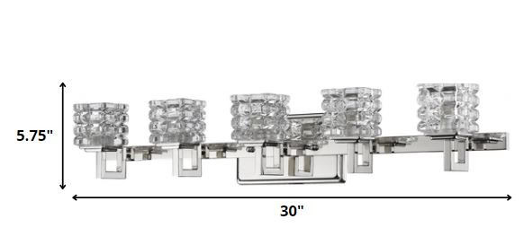 Polished Nickel 5-Light Vanity Light With Crystal Cube Shades 5 Polished Nickel 5-Light Vanity Light With Crystal Cube Shades - Image 5
