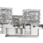 Polished Nickel 5-Light Vanity Light With Crystal Cube Shades 7 Polished Nickel 5-Light Vanity Light With Crystal Cube Shades