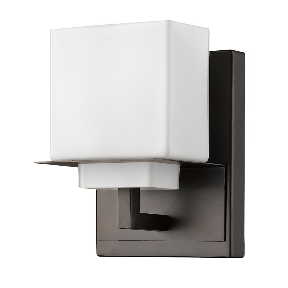 Bronze Wall Sconce with White Glass Shade 1 Bronze Wall Sconce with White Glass Shade