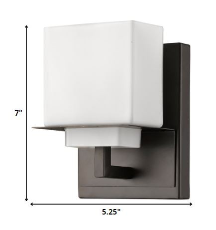 Bronze Wall Sconce with White Glass Shade 4 Bronze Wall Sconce with White Glass Shade - Image 4