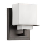 Bronze Wall Sconce with White Glass Shade 7 Bronze Wall Sconce with White Glass Shade