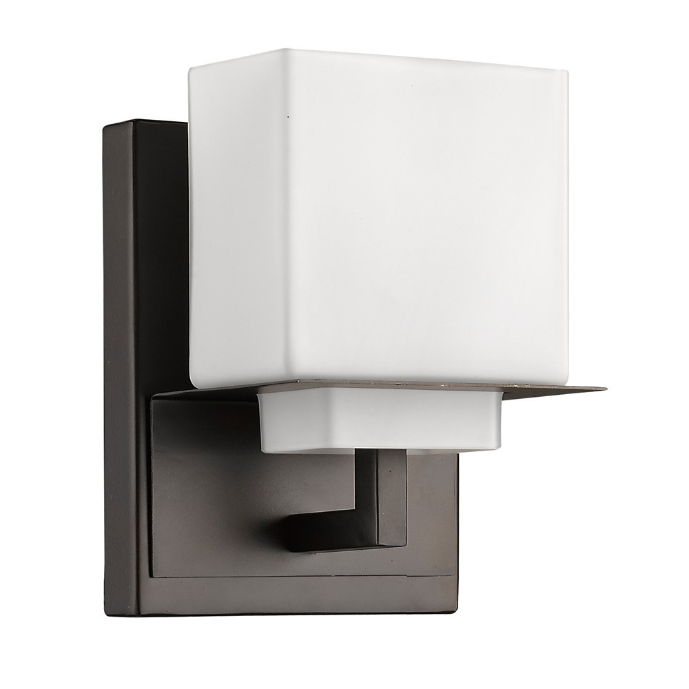 Bronze Wall Sconce with White Glass Shade 2 Bronze Wall Sconce with White Glass Shade - Image 2