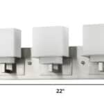 Satin Nickel 3-Light Vanity Light With Etched Glass Shades 10 Satin Nickel 3-Light Vanity Light With Etched Glass Shades