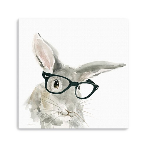 40" Watercolor Rabbit in Glasses Canvas Wall Art 2 40" Watercolor Rabbit in Glasses Canvas Wall Art - Image 2