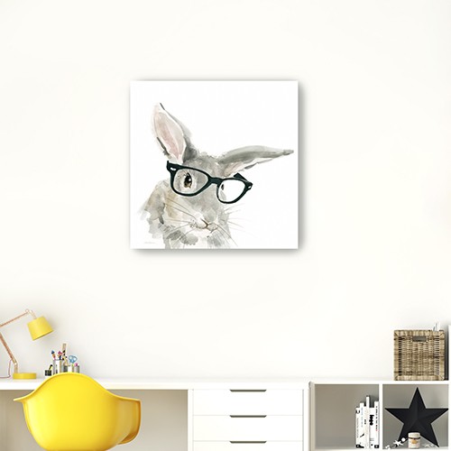 40" Watercolor Rabbit in Glasses Canvas Wall Art 4 40" Watercolor Rabbit in Glasses Canvas Wall Art - Image 4