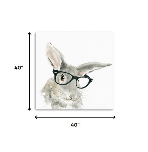 40" Watercolor Rabbit in Glasses Canvas Wall Art 5 40" Watercolor Rabbit in Glasses Canvas Wall Art - Image 5