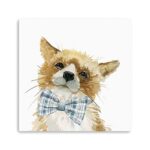 20" x 20" Watercolor Bow Tie Fox Canvas Wall Art
