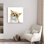 20" x 20" Watercolor Bow Tie Fox Canvas Wall Art
