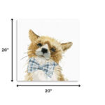 20" x 20" Watercolor Bow Tie Fox Canvas Wall Art