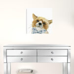 20" x 20" Watercolor Bow Tie Fox Canvas Wall Art