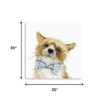 30" Watercolor Bow Tie Fox Canvas Wall Art