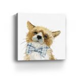 40" x 40" Watercolor Fox Canvas Wall Art with Bow Tie 6 40" x 40" Watercolor Fox Canvas Wall Art with Bow Tie