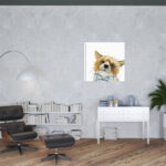 40" x 40" Watercolor Fox Canvas Wall Art with Bow Tie 8 40" x 40" Watercolor Fox Canvas Wall Art with Bow Tie