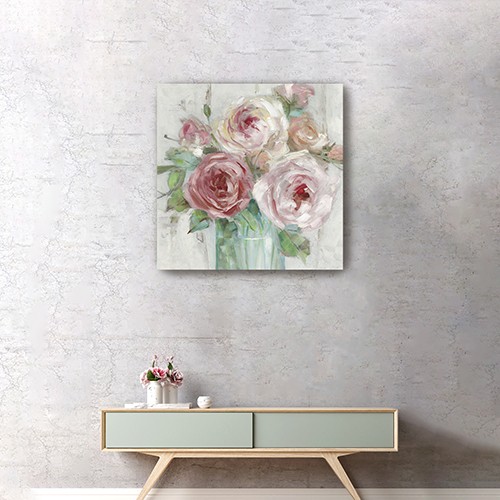 40" Watercolor Pastel Peonies Canvas Wall Art, Vertical 4 40" Watercolor Pastel Peonies Canvas Wall Art, Vertical - Image 4