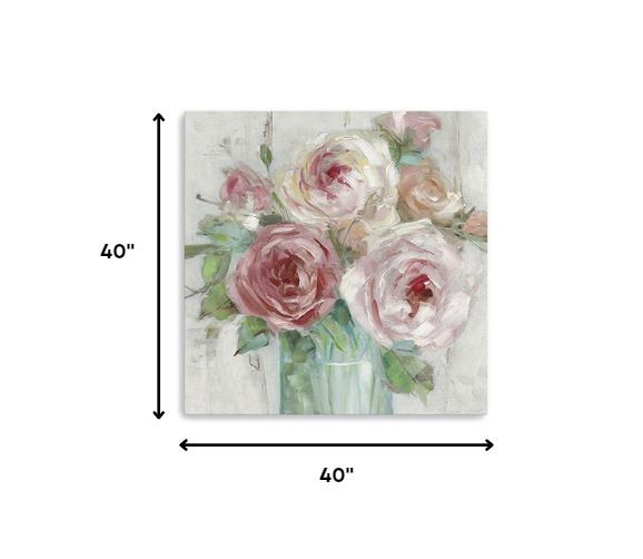 40" Watercolor Pastel Peonies Canvas Wall Art, Vertical 5 40" Watercolor Pastel Peonies Canvas Wall Art, Vertical - Image 5