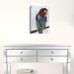 Small Bright Tropical Parrot Canvas Wall Art, Vertical Hanging