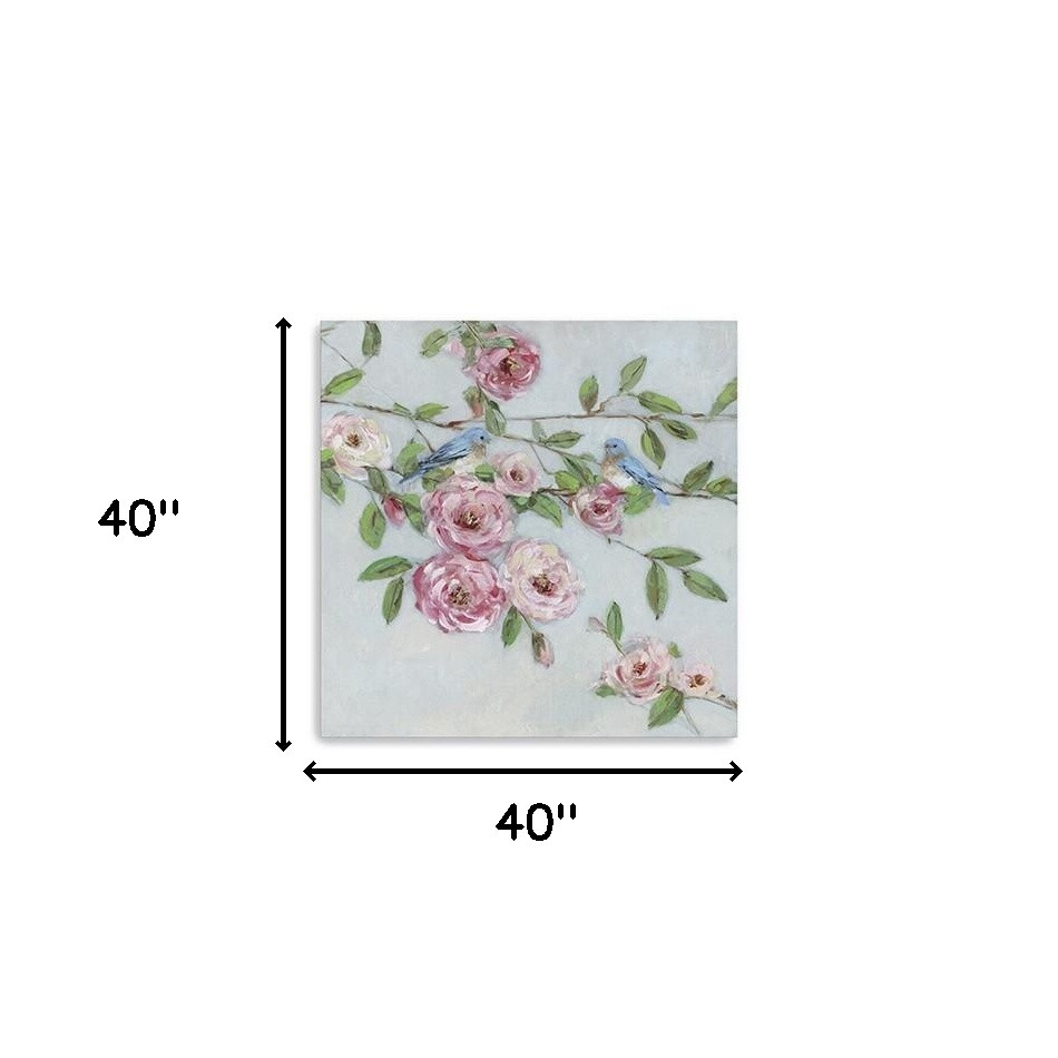 Pretty Pink Bloom Canvas Wall Art, 40” Square 3 Pretty Pink Bloom Canvas Wall Art, 40” Square - Image 3